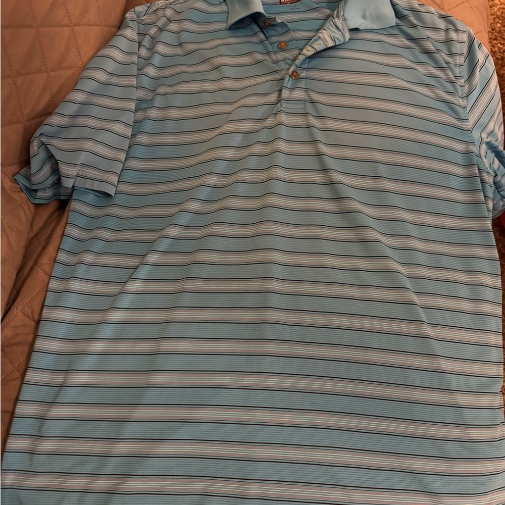Men's Blue Striped Polo Shirt